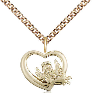 14kt Gold Filled Heart Guardian Angel Medal Religious and Catholic Jewelry