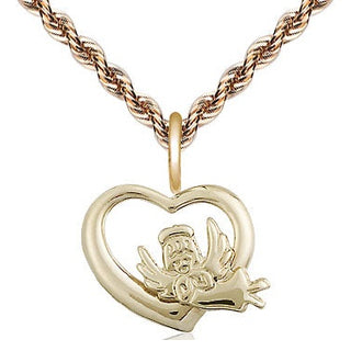 14kt Gold Filled Heart Guardian Angel Medal Religious and Catholic Jewelry