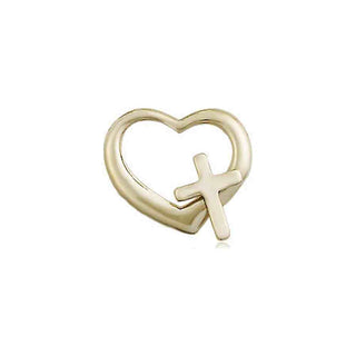 14kt Gold Filled Heart Cross Medal