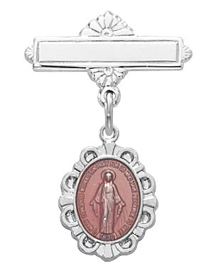 Sterling Silver Pink Miraculous Baby Pin