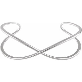 14K White Criss-Cross Cuff 7" Bracelet 