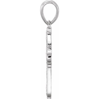 Platinum Ornate Floral-Inspired Cross Pendant