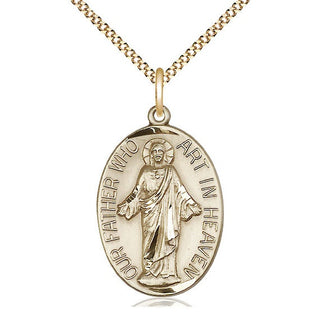 14kt Gold Filled Our Father Medal Catholic Jewelry