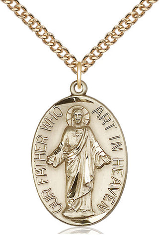 14kt Gold Filled Our Father Medal Catholic Jewelry