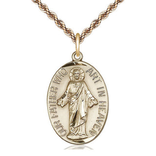 14kt Gold Filled Our Father Medal Catholic Jewelry