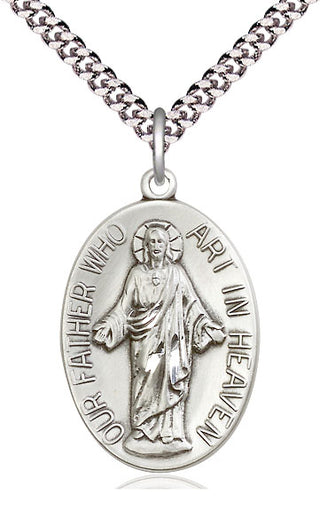 Sterling Silver Our Father Medal Catholic Jewelry