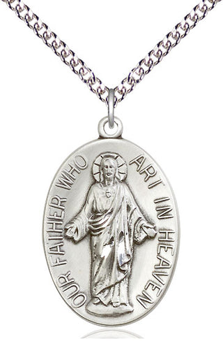 Sterling Silver Our Father Medal Catholic Jewelry