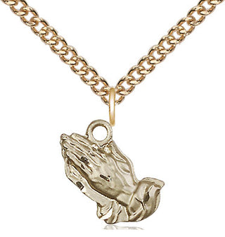 14kt Gold Filled Praying Hands Medal Religious and Catholic Jewelry