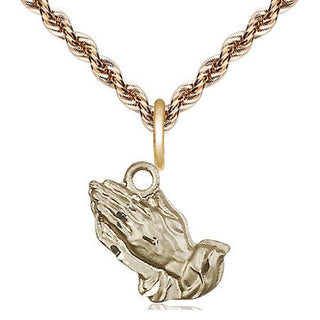 14kt Gold Filled Praying Hands Medal Religious and Catholic Jewelry