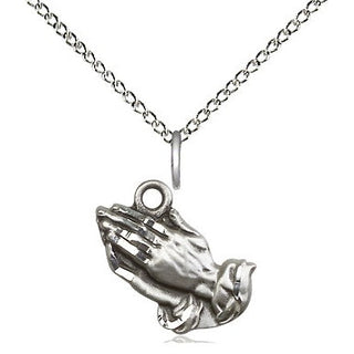 Sterling Silver Praying Hands Medal Religious and Catholic Jewelry