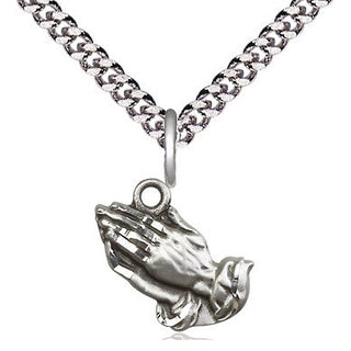 Sterling Silver Praying Hands Medal Religious and Catholic Jewelry