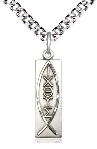 Sterling Silver Fish Medal Catholic Jewelry