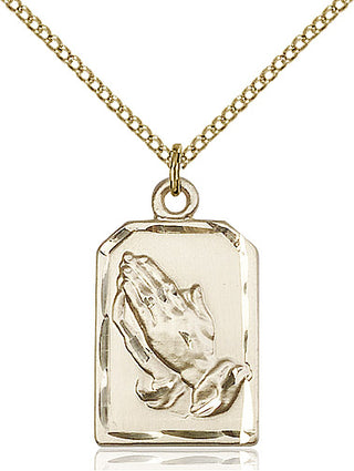 14kt Gold Filled Praying Hands Medal Catholic Jewelry