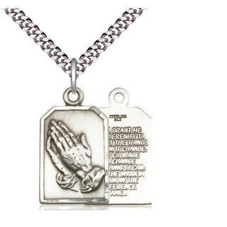 Sterling Silver Praying Hands Medal Catholic Jewelry