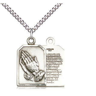 Sterling Silver Praying Hands Medal Catholic Jewelry