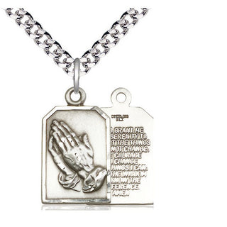 Sterling Silver Praying Hands Medal Catholic Jewelry