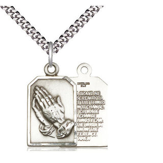Sterling Silver Praying Hands Medal Catholic Jewelry