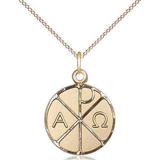 14kt Gold Filled Alpha & Omega Medal Religious Jewelry
