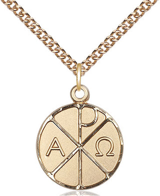 14kt Gold Filled Alpha & Omega Medal Religious Jewelry