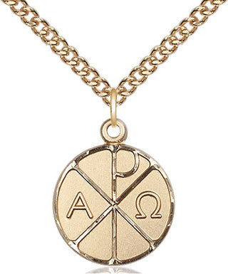 14kt Gold Filled Alpha & Omega Medal Religious Jewelry