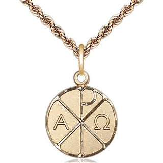14kt Gold Filled Alpha & Omega Medal Religious Jewelry