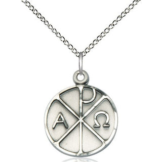 Sterling Silver Alpha & Omega Medal Religious Jewelry
