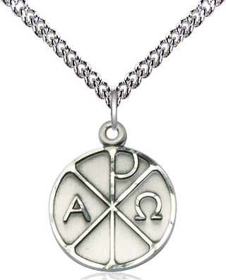 Sterling Silver Alpha & Omega Medal Religious Jewelry