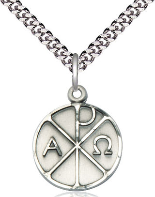 Sterling Silver Alpha & Omega Medal Religious Jewelry