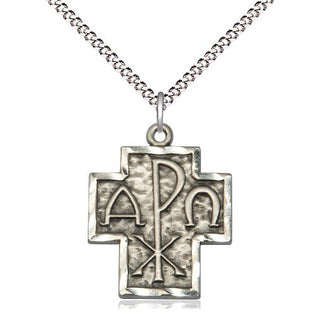 Sterling Silver Alpha & Omega Medal Religious Jewelry