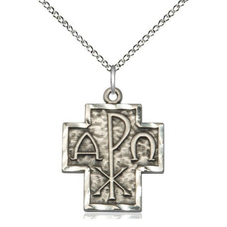 Sterling Silver Alpha & Omega Medal Religious Jewelry