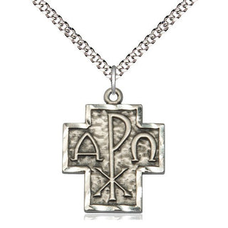 Sterling Silver Alpha & Omega Medal Religious Jewelry