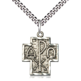 Sterling Silver Alpha & Omega Medal Religious Jewelry