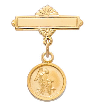 Gold Over Silver Guardian Angel Baby Pin
