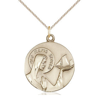 14kt Gold Filled Our Lady Star of the Sea Medal Catholic Jewelry