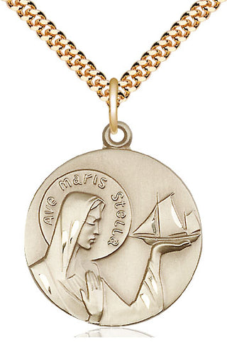 14kt Gold Filled Our Lady Star of the Sea Medal Catholic Jewelry