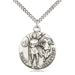 Pewter Saint Sebastian Medal Catholic Jewelry