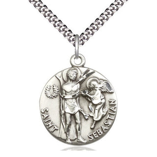 Sterling Silver Saint Sebastian Medal Catholic Jewelry