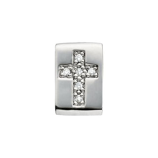 14K White 1/10 CTW Natural Diamond Cross Slide Pendant  