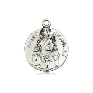 Sterling Silver Saint Nicholas Medal Religious Jewelry