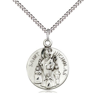 Sterling Silver Saint Nicholas Medal Religious Jewelry