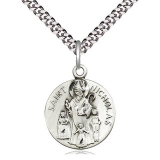Sterling Silver Saint Nicholas Medal Religious Jewelry