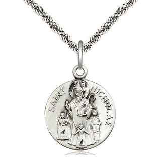 Sterling Silver Saint Nicholas Medal Religious Jewelry