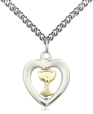 Two-Tone GF/SS Heart / Chalice Medal | Small