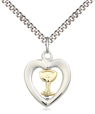Two-Tone GF/SS Heart / Chalice Medal | Small