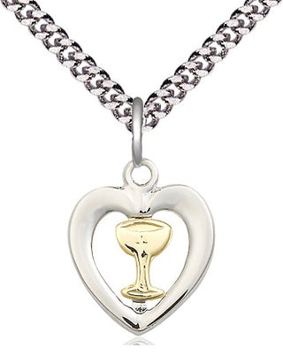 Two-Tone GF/SS Heart / Chalice Medal | Small