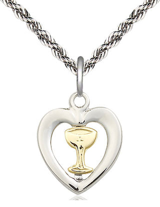 Two-Tone GF/SS Heart / Chalice Medal | Small