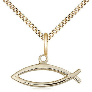 14kt Gold Filled Fish Medal Religious and Catholic Jewelry