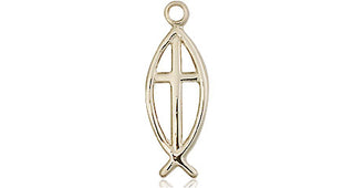 14kt Gold Fish Cross Medal