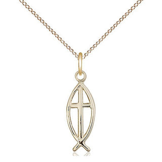 14kt Gold Fish Cross Medal