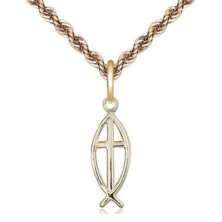 14kt Gold Fish Cross Medal